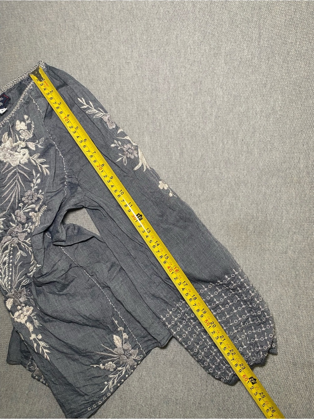Johnny Was Workshop Oleander Marrakesh Blouse Chambray White Blue Size S - Picture 6 of 8